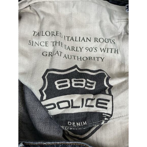 883 Police Jeans Mens 32 Blue‎ Black Motello Distressed Straight Leg Slim Fit - Picture 4 of 16